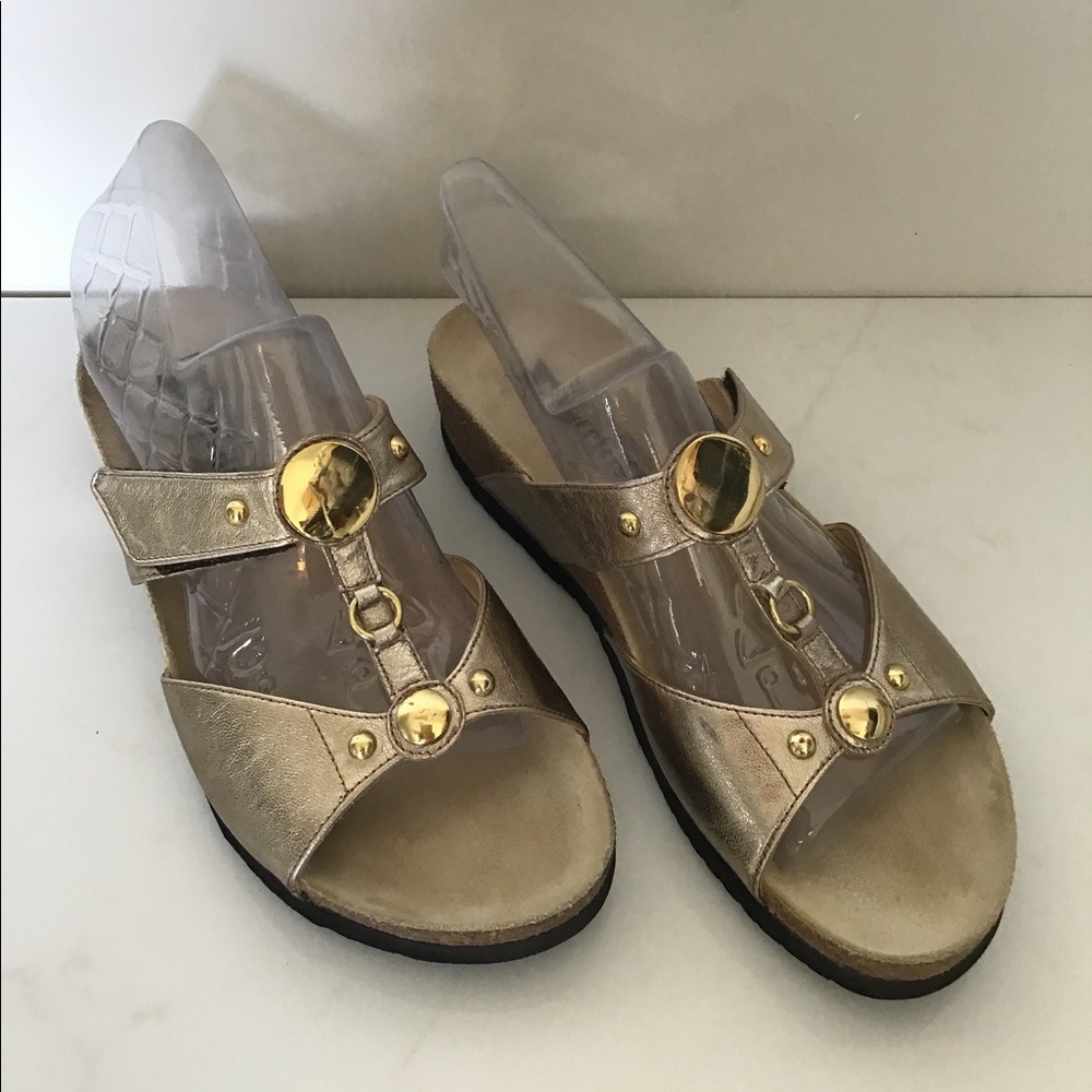COPY - Mephisto Air Relax Gold Metallic Low Cork Slip-on Sandals Size 8/38 NWOB